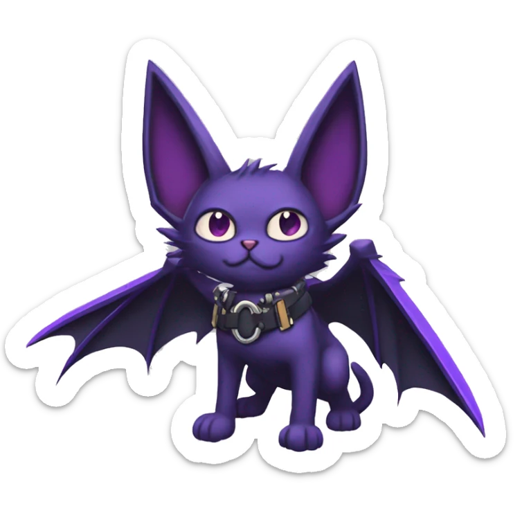 cool edgy black punk Purple nargacuga-bat-cat-Fakemon collar full body sticker