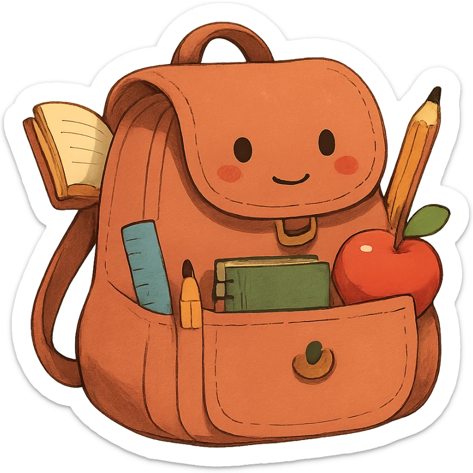 bitte etwas, was die schule repräsentiert und es soll cute sein ohne hintergrund sticker