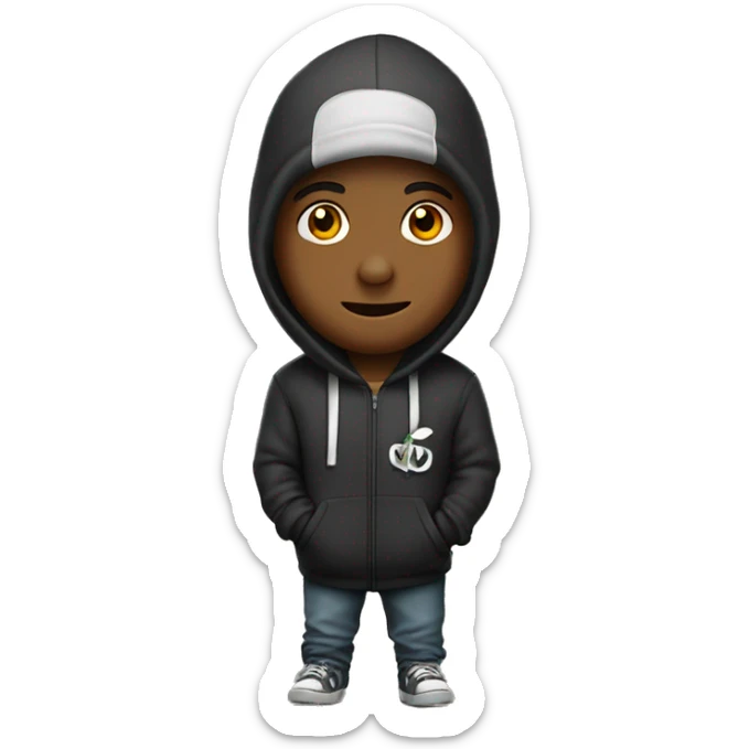 Un chico color piel clara, sudadera negra,y una gorraquediga 701 sticker