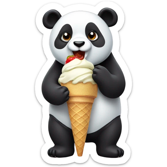Panda eating ice cream sticker