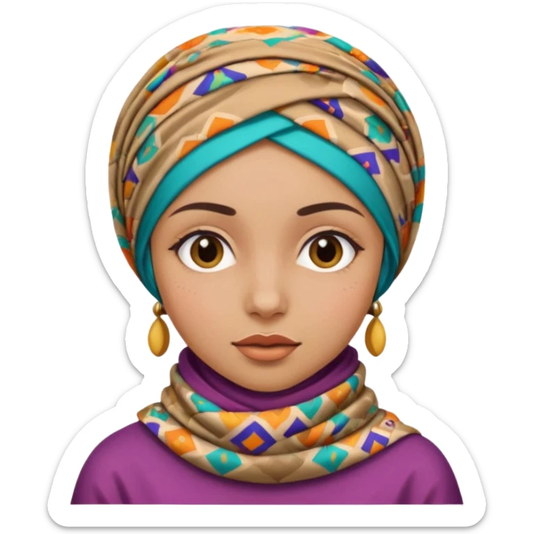 Une fille qui porte une foulare de son tete sans détails de visage  sticker