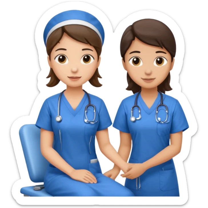 A nurse attending to a patient at the hospital sticker
