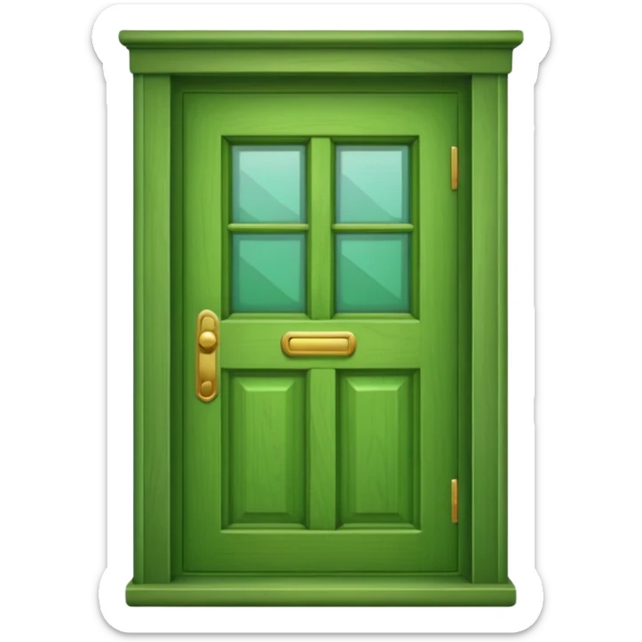 A simple green door emoji in the style of Apple emoji with a handle and a window. sticker