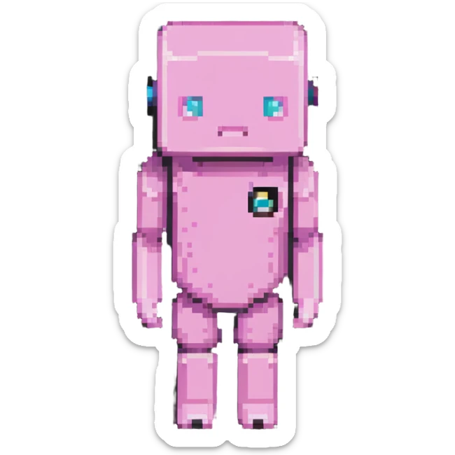 Minecraft pig, full body, pink blocky animal with square head and square body sticker
