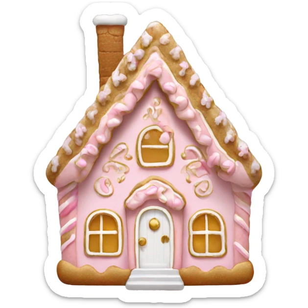 light pink and gold and white gingerbread house sticker