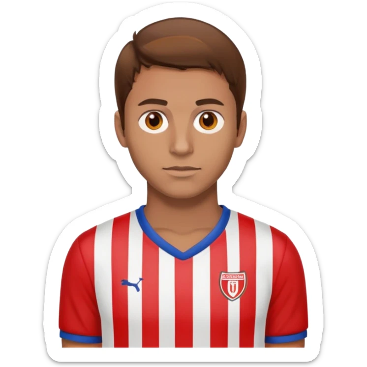 A footballer with red and white stripped shirt and brown eyes and hair  sticker