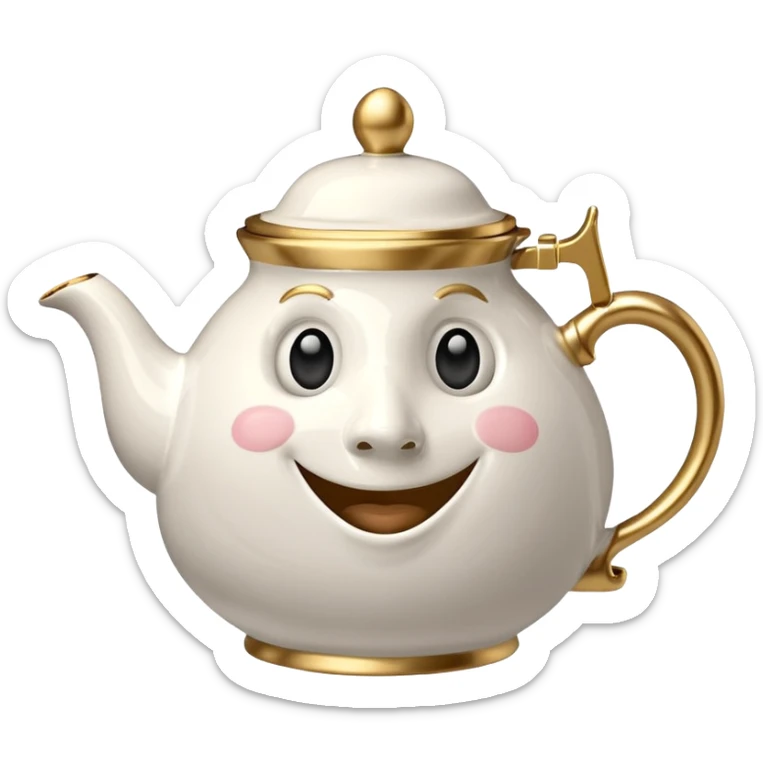 A character from the fairy tale Beauty and the Beast: Mrs. Potts, the lady who was turned into a teapot and retains the teapot's original form. sticker