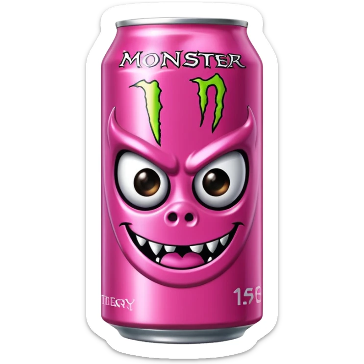 Pink monster energy drink with the logo of original monster company energy drink do not add the face in it just normal monster can  sticker