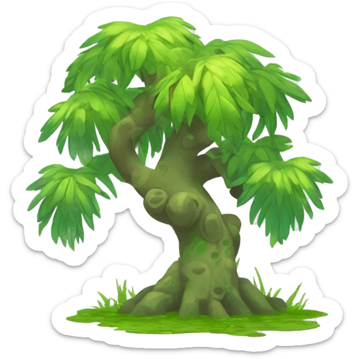 Colorful earthly muddy fresh Cool Cute Fantasy legendary swampy tree-jungle-bird plant-grass-type-Dendro-avian Fakemon full body sticker
