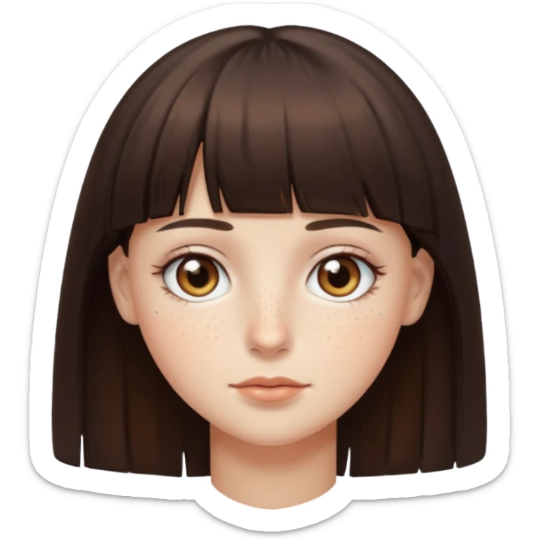 branca, olhos hazel, franjnha, pequenas sardas, cabelo castanho escuro sticker