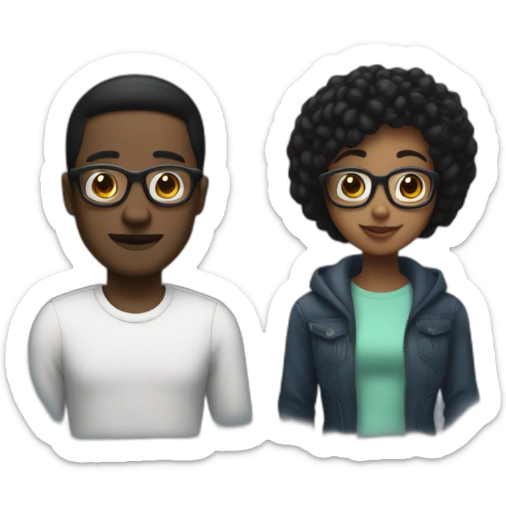 Random Black guys With glasses and having short Black haïr talking to girl Black wearing glasses With longs Black hair sticker