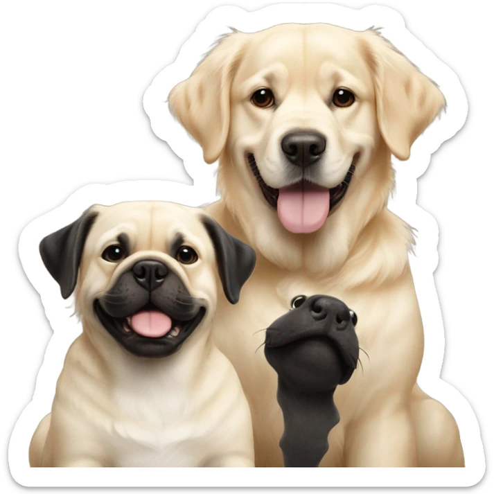 English cream golden retriever and a black frenchie as best friends sticker