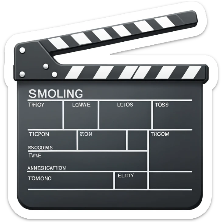 side view of film slate outline, just essential black lines, no color or fill sticker