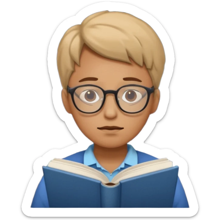 a tired person infront of a book learning in the middle of the night sticker