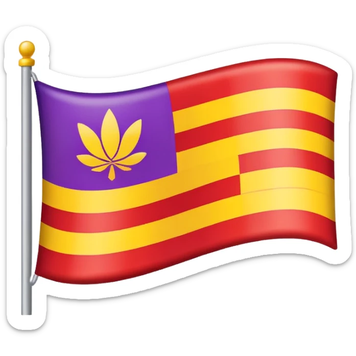 Bandera con tres franjas, la de arriba roja, la del medio amarilla y la de abajo morada sticker