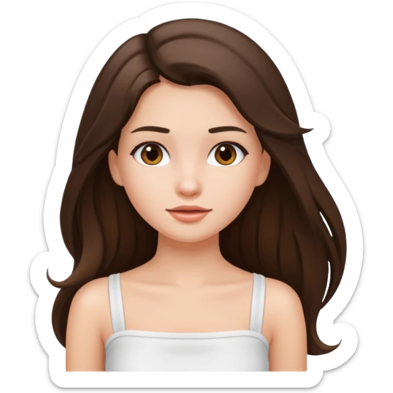 brunette girl with long hair and wear a white tube top sticker