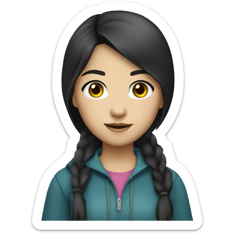 Kazakh-student-girl-black eyes-casual clothes-black hair sticker