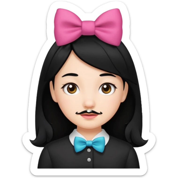 Adolf Hitler Like a girl hair with a bow  That he has black hair and a small mustache like Hitler  sticker