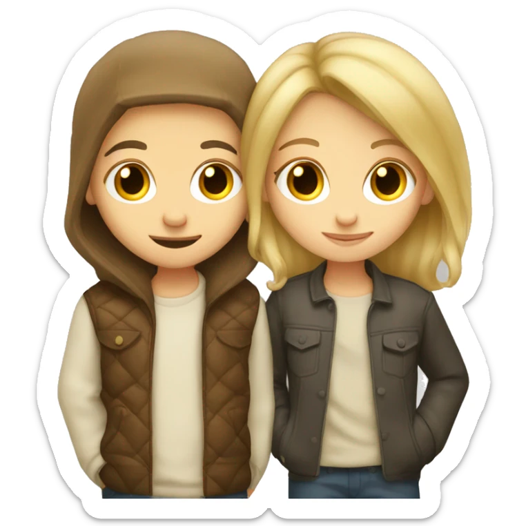 blond hair boy kissing brown hair girl sticker