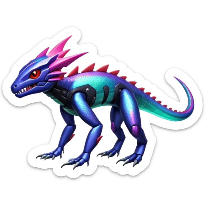 Shiny Exotic Colorful epic Salandit-Genesect-Koraidon-Fakémon-hybrid-creature (full body)  sticker