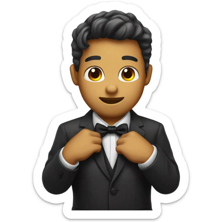 Tightening bow tie with hands  sticker