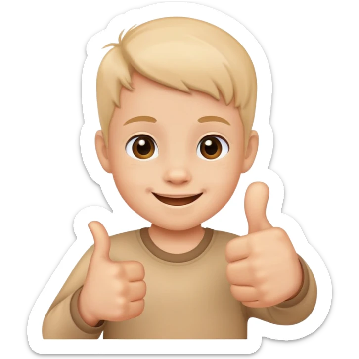 child giving a thumbs up after eating all their food, cheerful and cute sticker