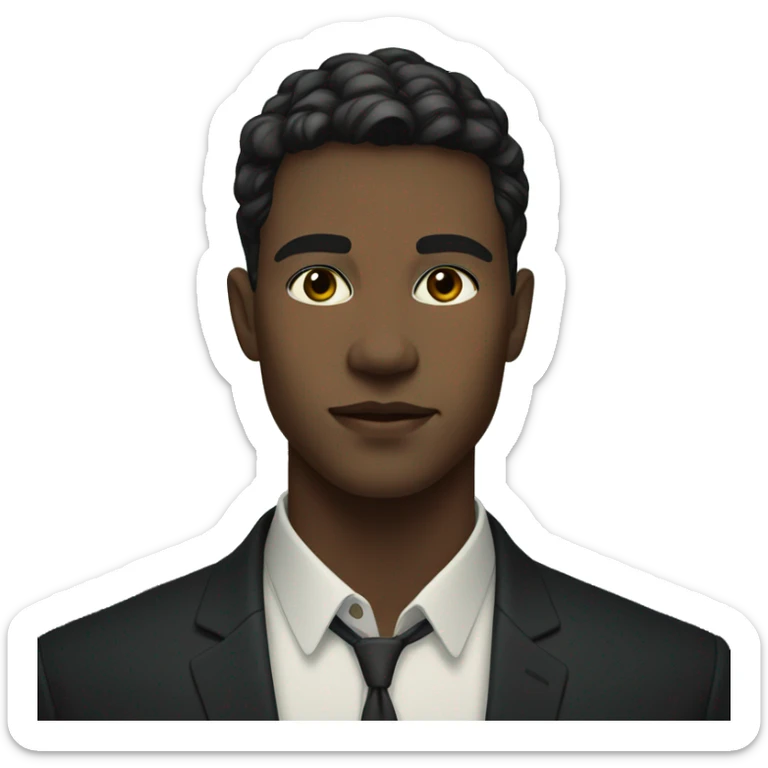 Young men with white skin and dark brown short  hair in formal portrait in nature sticker