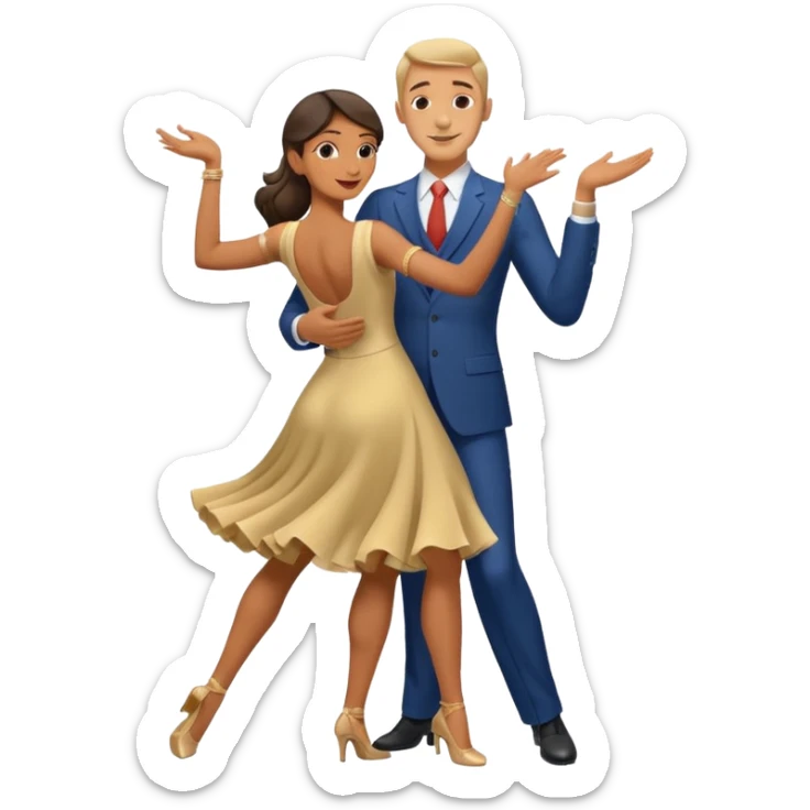 2 danseurs, une femme et un homme- la femme danse devant le mec, le mec est bcp plus grand qu'elle avec un gros nez- les bras de la femme sont autour du coup de l'homme  sticker