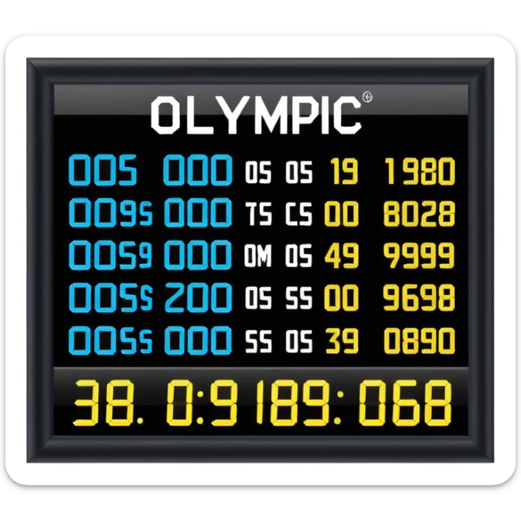 un panneau des jeaux olympic qui affiche le temps des coureurs affichant 9.58s  sticker