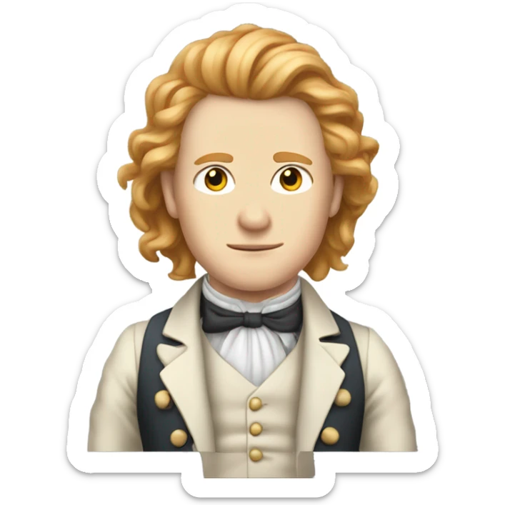 Male with Long strawberry blonde hair, wearing a rebel suit from the 1800’s, pale skin sticker