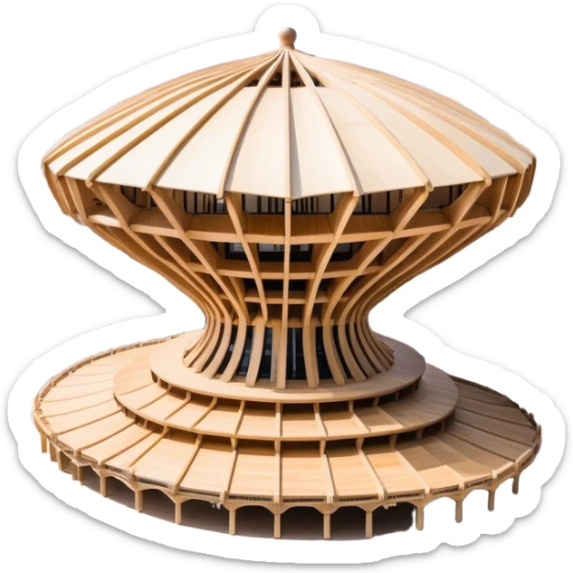 Cinematic Realistic Metropol Parasol Landmark Emoji, depicted with a modern wooden structure set against a vibrant cityscape rendered with detailed textures and dynamic, contemporary lighting. sticker