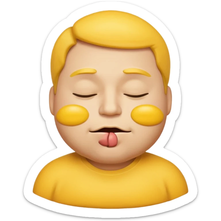 A male emoji with big fat lips with it’s eyes closed not smiling with its mouth closed and it’s yellow while making the ishowspeed face sticker