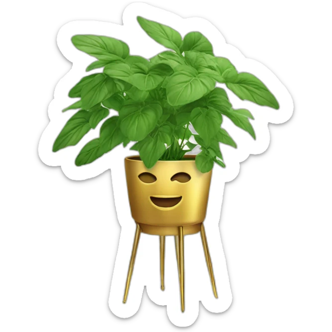 divine plant in a flower pot on a stand in golden with four feet sticker