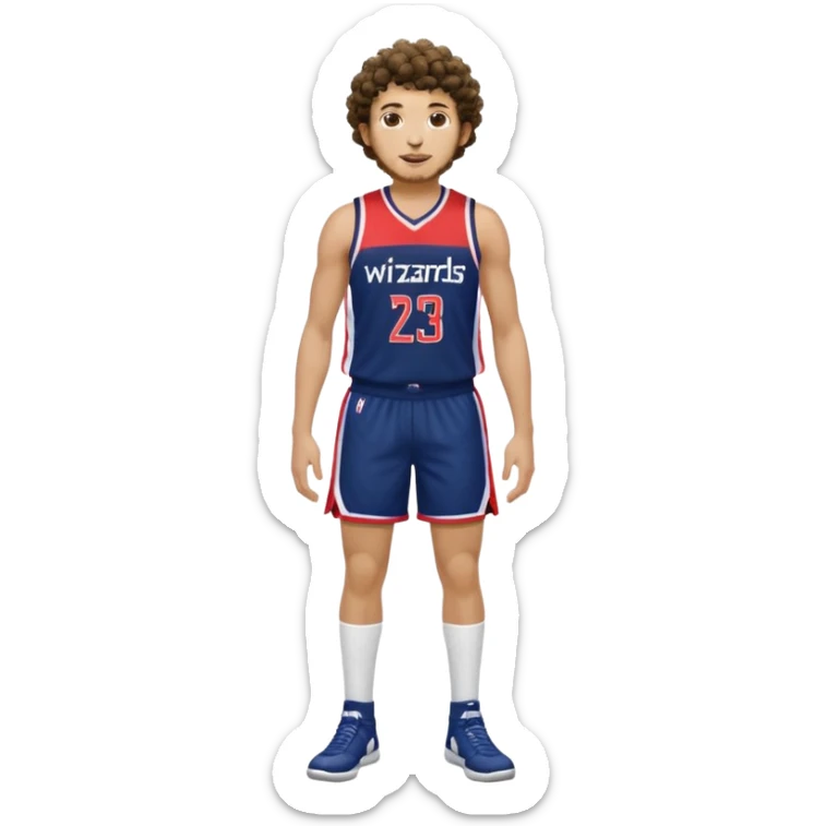Curly hair short facial hair Washington Wizards Jersey white socks cover up the ankle legs and knees a right arm sleeve on your right arm full body Standing Tall sticker