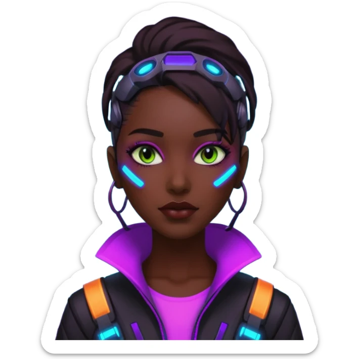 sinecraft mex in futuristic nein lights cyberpunk city sticker