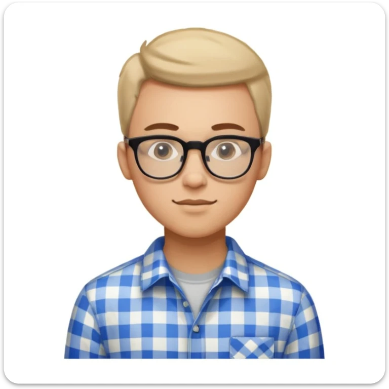 A confident young man in a checkered shirt and glasses poses indoors with a sharp, stylish look.


 sticker