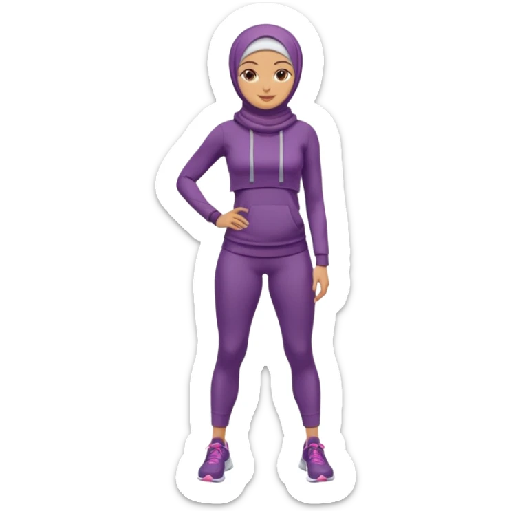 High resolution full body of a girl wearing a hijab and is a fitness trainer sticker