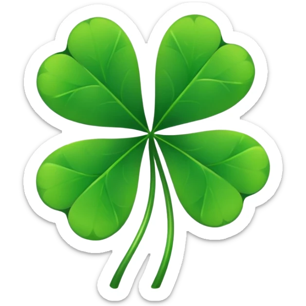 four leaf clover, symbol of luck, bright and vivid colors, simple style sticker