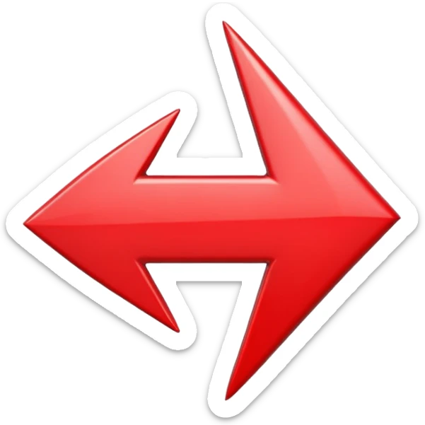 3D Apple style emoji of a pointed arrow, sleek and shiny, vibrant colors, floating on white background, soft shadows, high detail, playful and cute. sticker