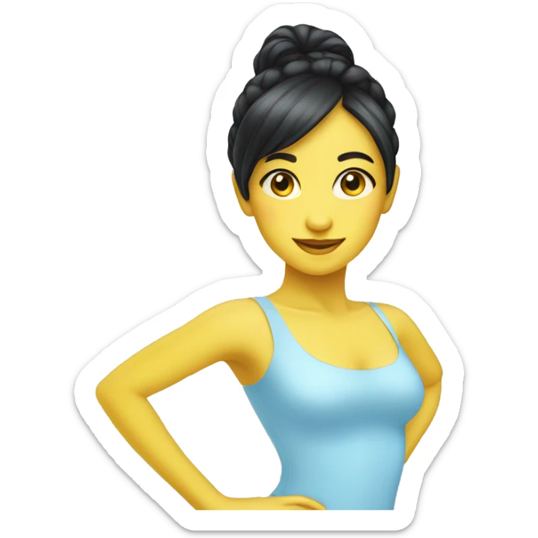 Yellow Dancer girl with dark hair wearing light baby blue sticker