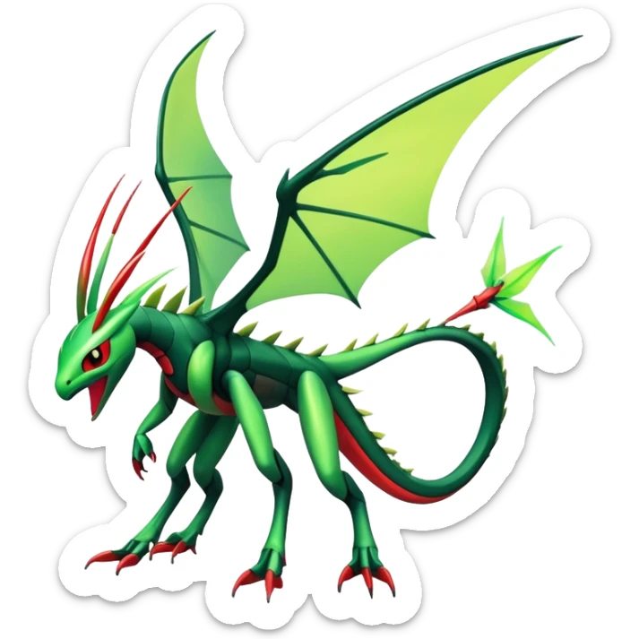Colorful Futuristic Dark Edgy Modern Flygon-Scyther-Fakemon-creature-hybrid Full Body sticker