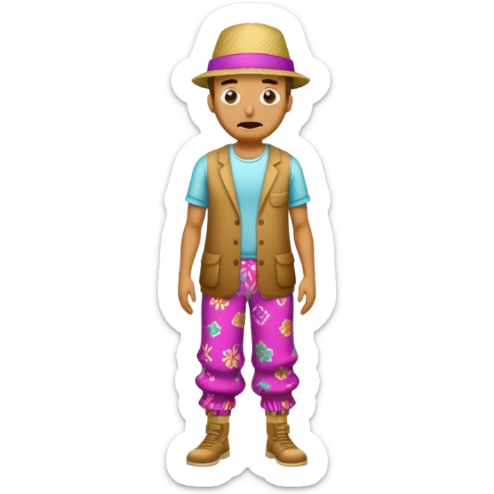 Man who turns to go and wears some sick ass hat but also has crazy pants on  sticker