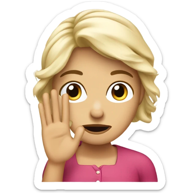 Create an emoji of a woman European  under 30 years old with a hand Make it look like she is upset waving. sticker