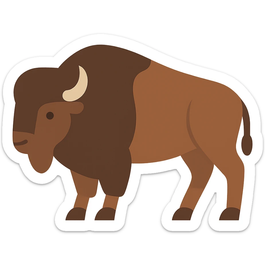 Flat design style bison sticker