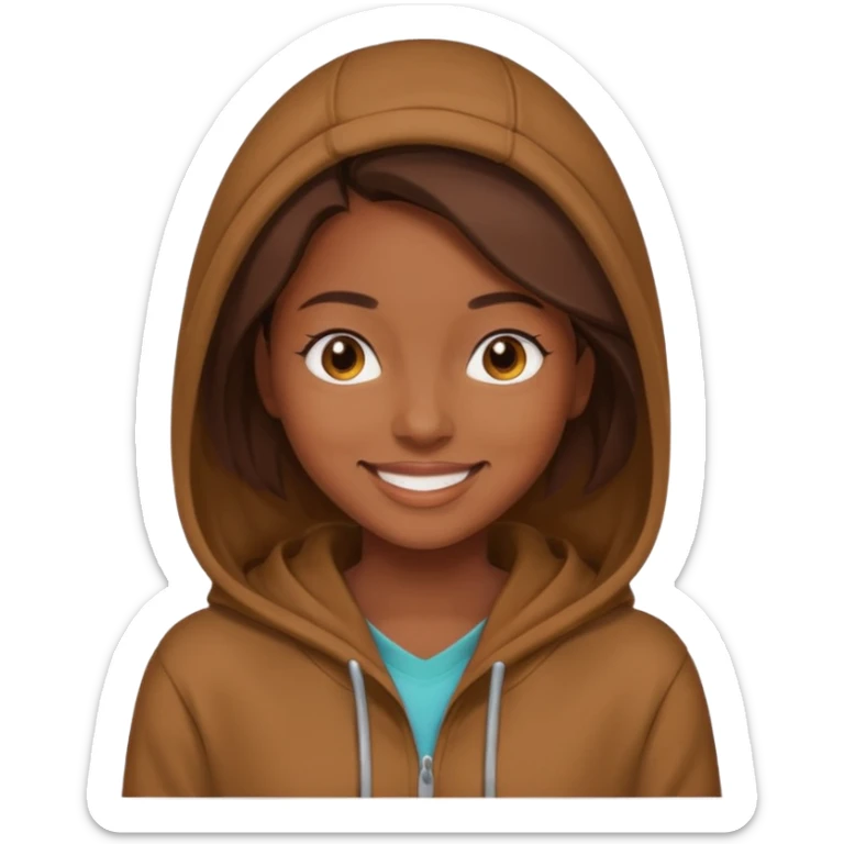 woman with brown hoodie sticker