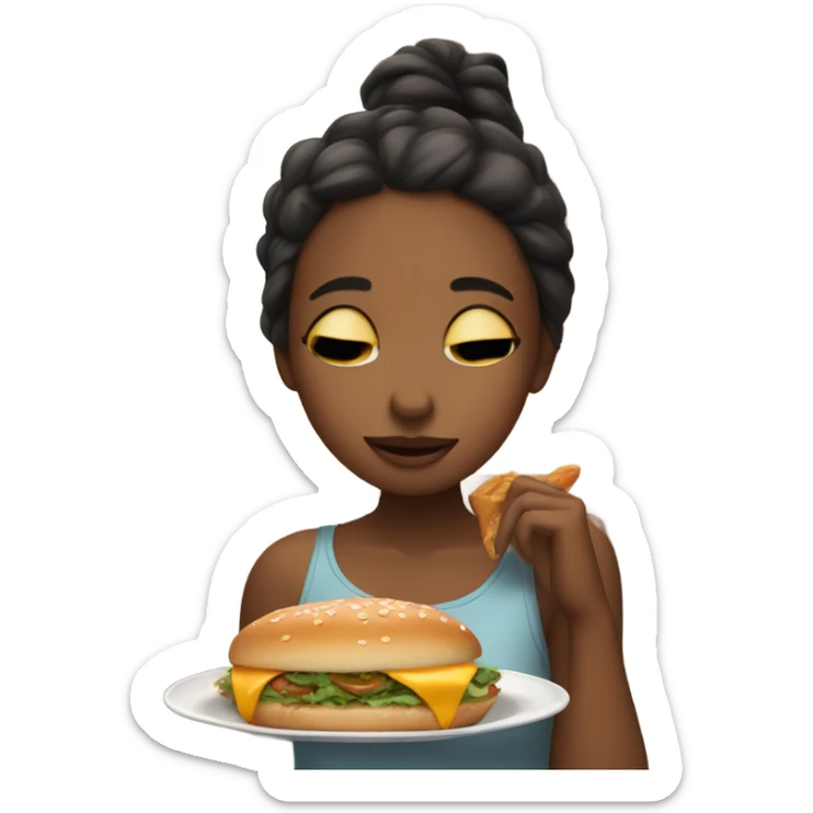 girl enjoying food on street with eyes closed sticker
