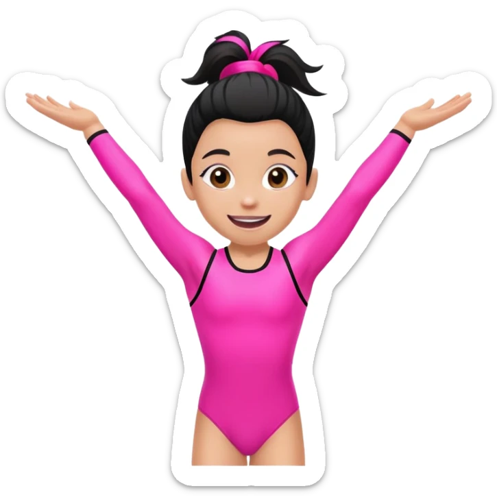"A gymnast in neon pink and black outfit with a smile and a look of surprise (normal skin) sticker