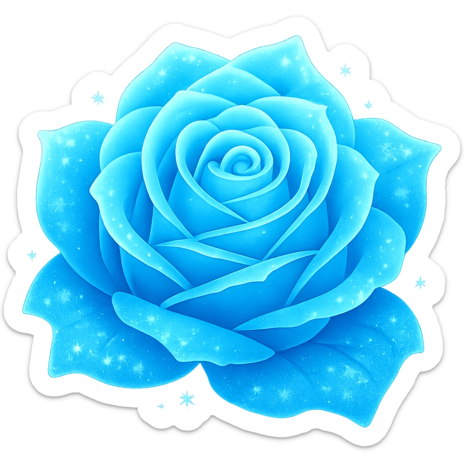 Make the frozen rose glow in the style of emoji, preserving the emoji look and feel, with no background. sticker