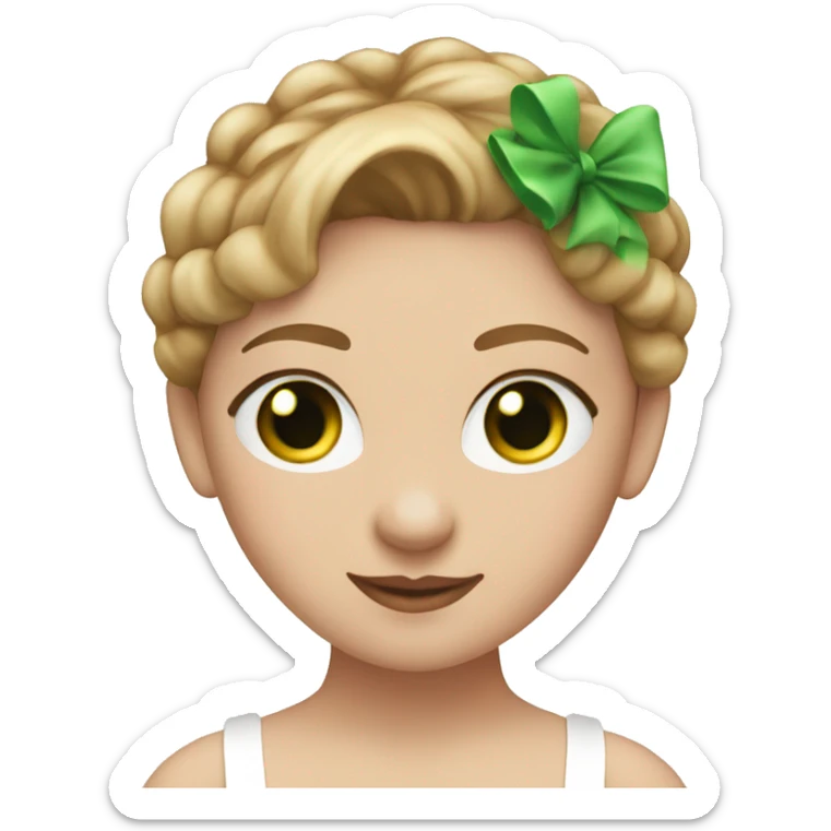 Ballerina with green eyes and light brown hair in a white and red costum  sticker