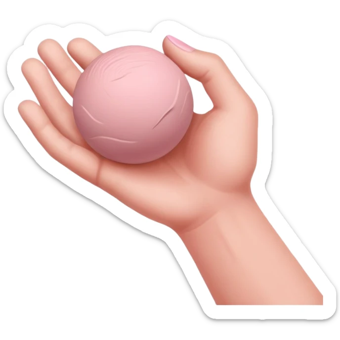 hand lightly tapping a pink ball of clay in the palm for surface shaping sticker